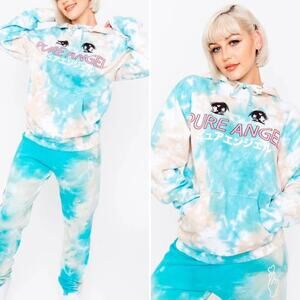 BSR By Samii Ryan Pure Angel Tie Dye Hoodie in Cloud Blue Size Medium